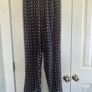 Brandy Melville Navy Blue Printed Wide-Leg Pants Size S